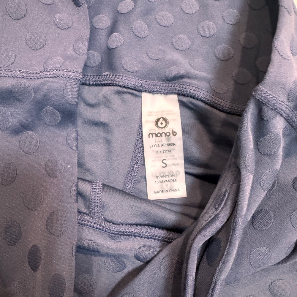 Mono B Women's Activewear Biker Shorts Blue Polka Dot High Waist‎ Size Small S - Picture 3 of 4
